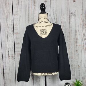 NWT Express Black Women's XS Soft Knit Bishop Long Sleeve Sweater Blouse